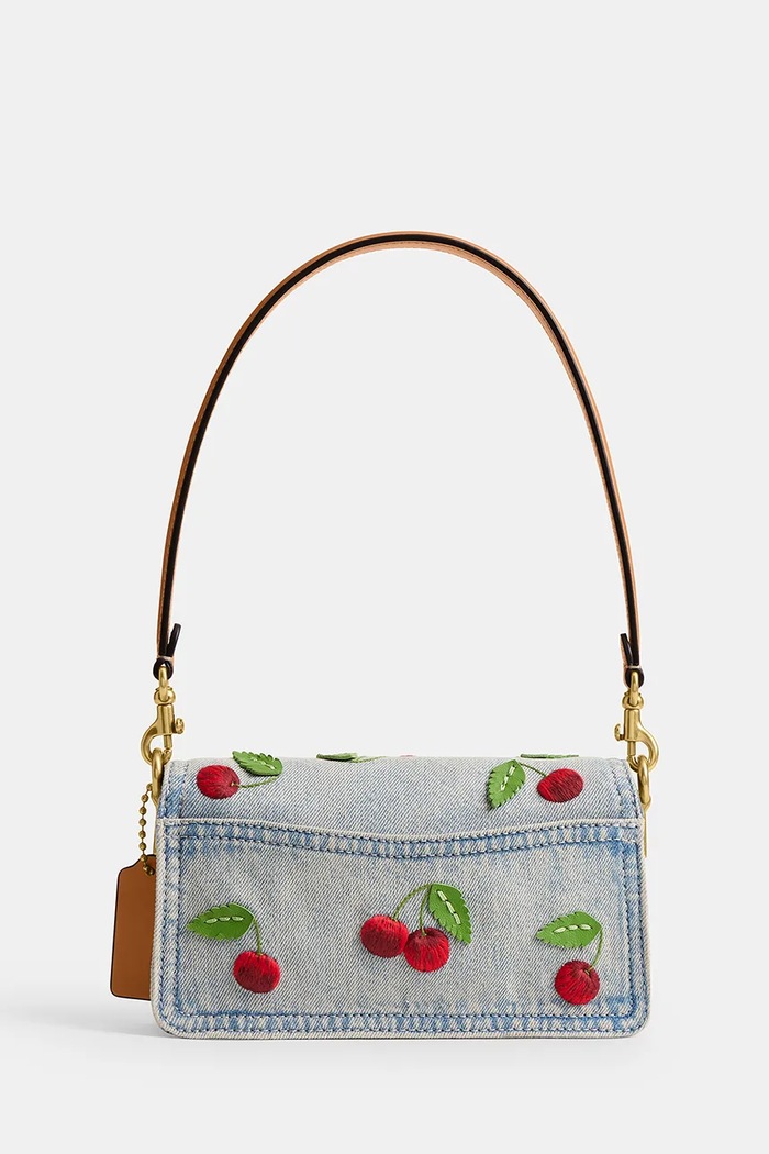 Coach geantă crossbody pentru femei, din piele Cherry Embroidered Denim Tabby 20 CDZ33 albastru SS26
