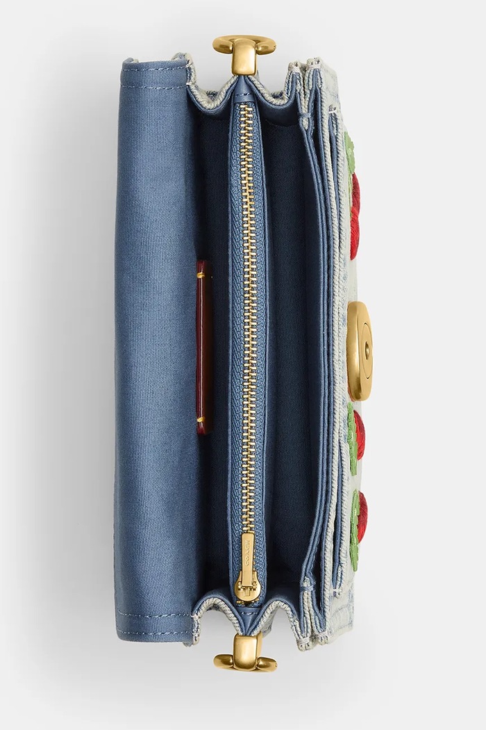 Coach geantă crossbody pentru femei, din piele Cherry Embroidered Denim Tabby 20 CDZ33