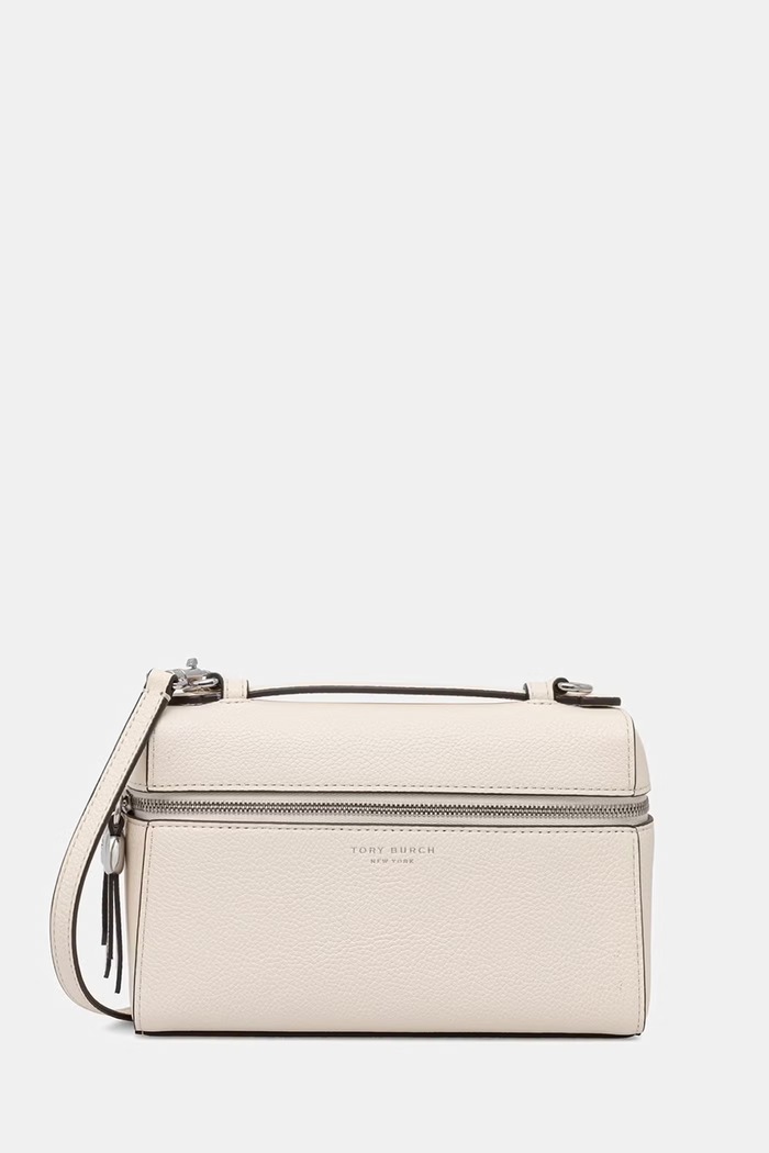 Tory Burch crossbody torba za žene kožna Romy bež 178948