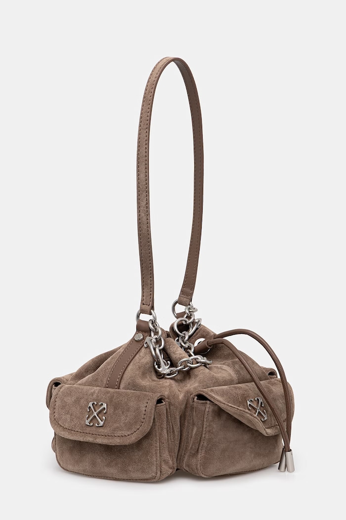 Off-White Dumbo.B sac pentru femei din piele întoarsă OWMY002S26LEA001 maro SS26