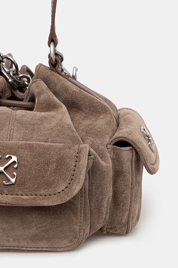 Accesorii Off-White Dumbo.B sac pentru femei din piele întoarsă OWMY002S26LEA001 maro