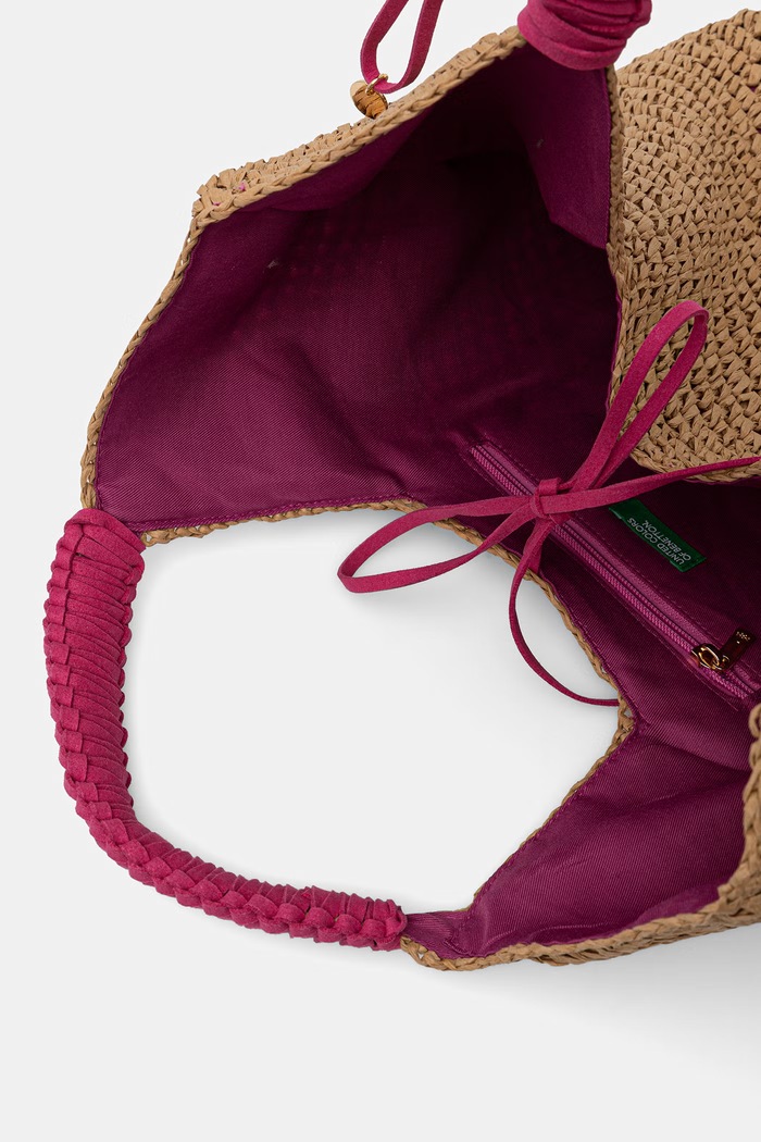 United Colors of Benetton τσάντα hobo γυναικεία πλεγμένη μπεζ 69GMVY02P