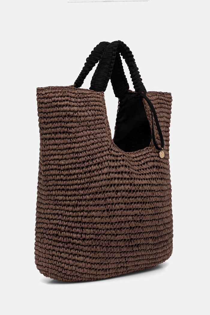 United Colors of Benetton torebka hobo damska pleciona 69GMVY02P brązowy SS26