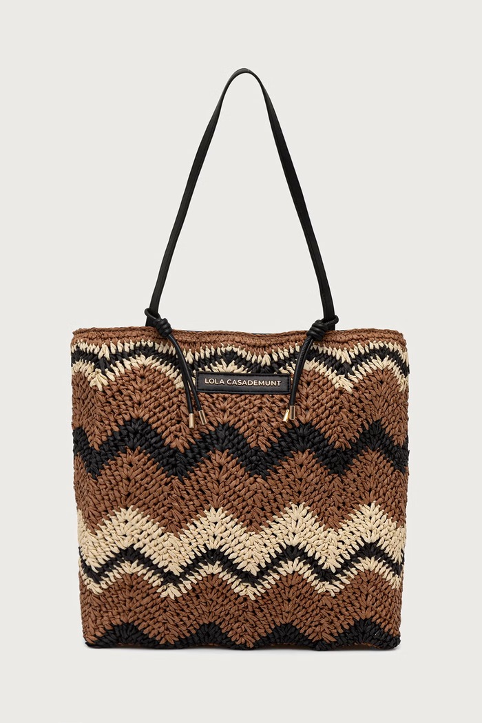 Lola Casademunt Torebka tote damska pleciona beżowy LS2604096