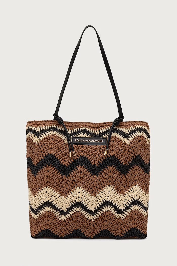 Lola Casademunt Torebka tote damska pleciona beżowy LS2604096