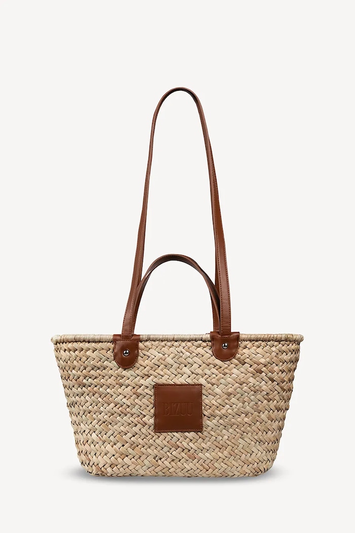BIZUU torebka shopper damska pleciona beżowy BASKETTE.BEZOWY