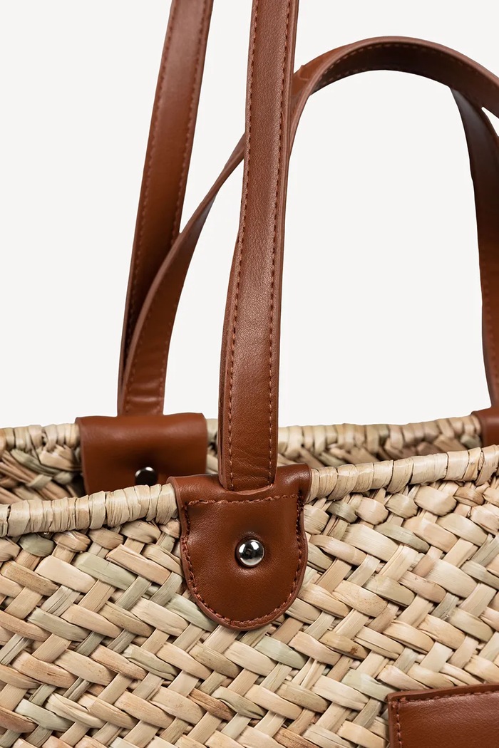 BIZUU torebka shopper damska pleciona beżowy BASKETTE.BEZOWY