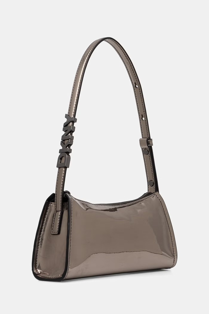 DKNY torebka bagietka damska z imitacji skóry R543XG57 srebrny SS26