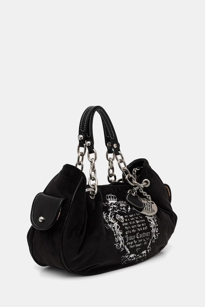 Juicy Couture torebka hobo damska welurowa DAYDREAMER FAIRY BEJD09988WC2 czarny SS26
