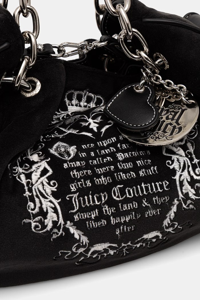 Juicy Couture torebka hobo damska welurowa DAYDREAMER FAIRY czarny BEJD09988WC2