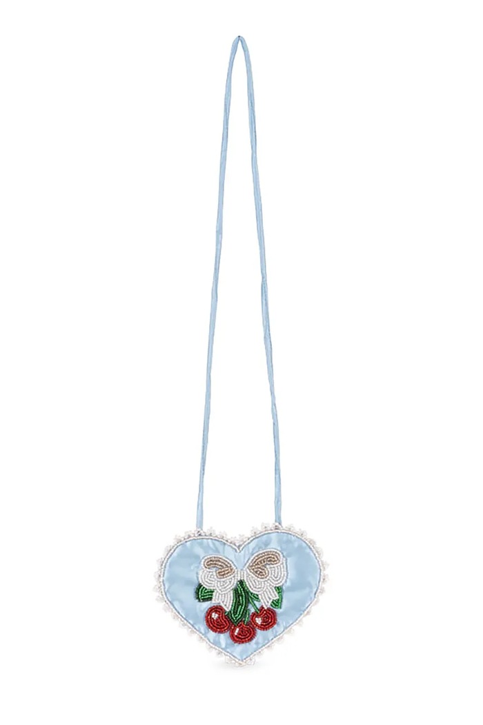 Konges Sløjd detská crossbody kabelka BEADED HEART MINI PURSE KS104686.PPY2 modrá SS26