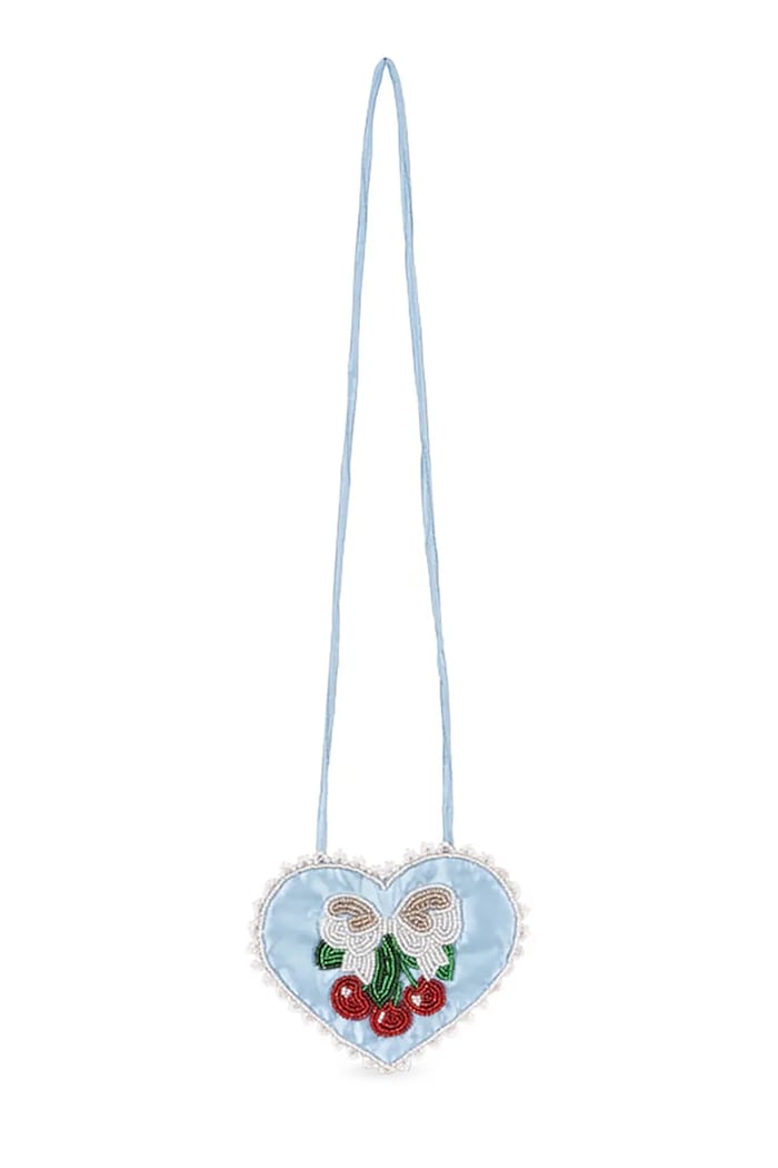 Konges Sløjd detská crossbody kabelka BEADED HEART MINI PURSE KS104686.PPY2 modrá SS26
