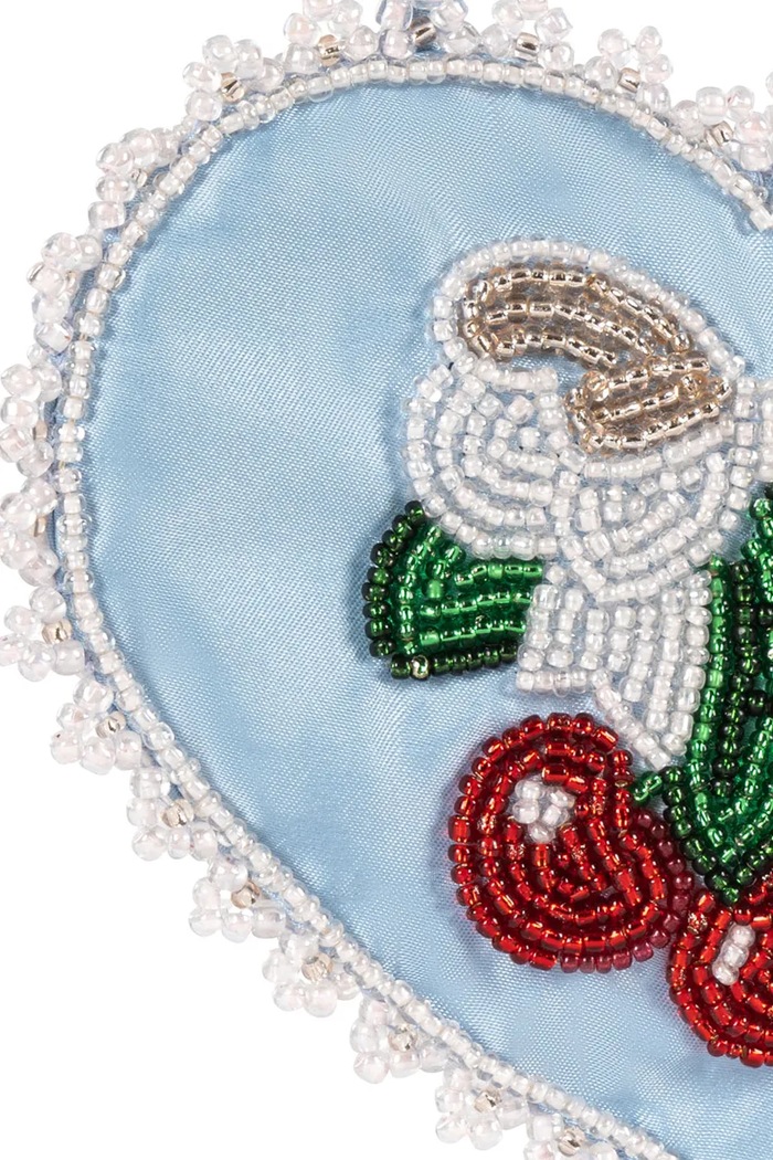 Konges Sløjd detská crossbody kabelka BEADED HEART MINI PURSE modrá KS104686.PPY2