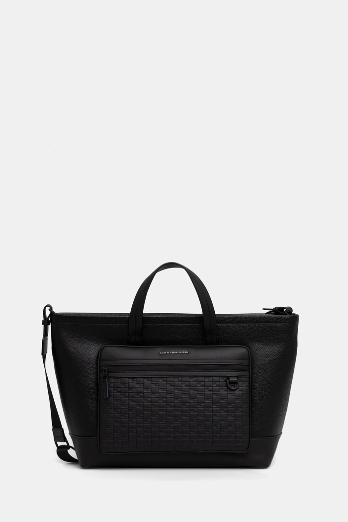 Torba Tommy Hilfiger 40 x 33 x 17 cm Imitacija zrnatega usnja črna AM0AM14018