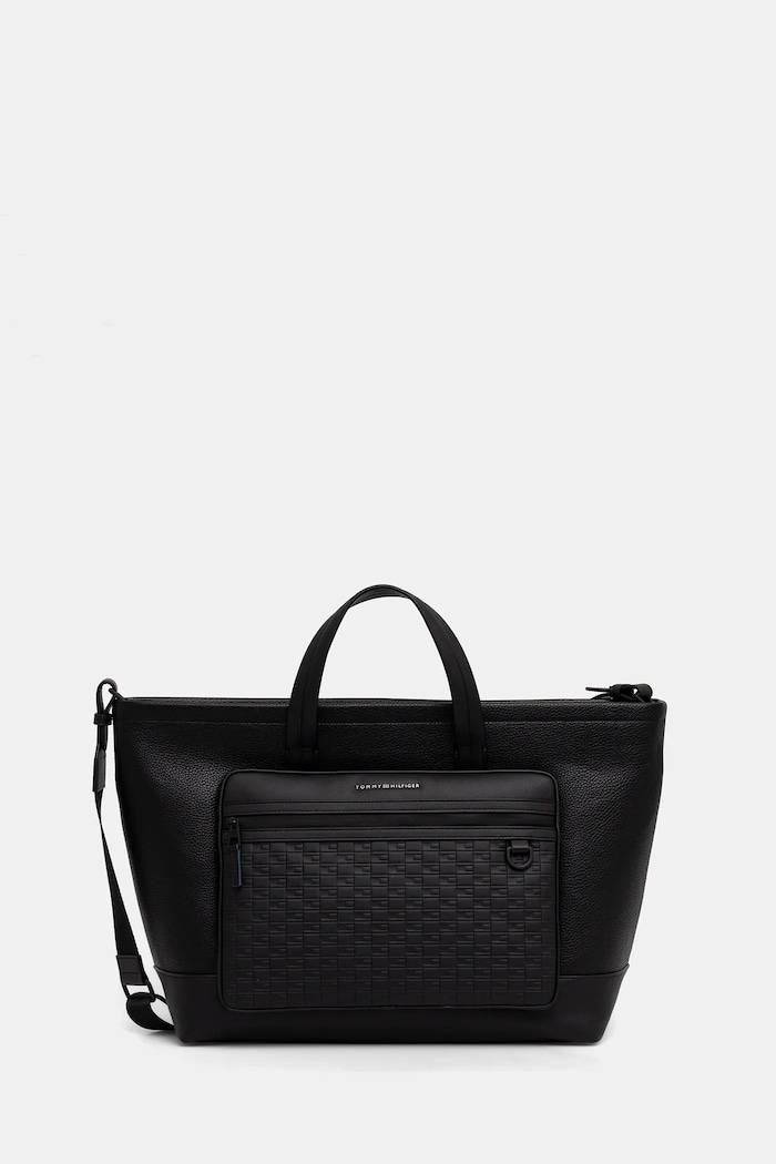 Torba Tommy Hilfiger 40 x 33 x 17 cm Imitacija zrnatega usnja črna AM0AM14018