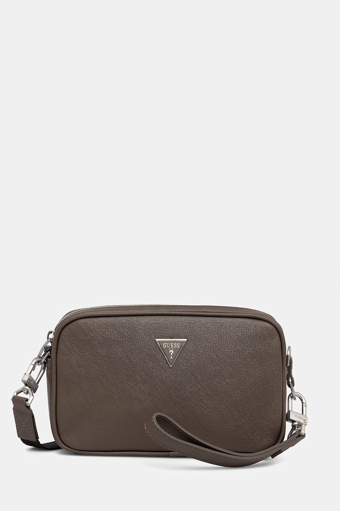 Taštička Guess MILANO hladký hnědá HMMISA.P6150