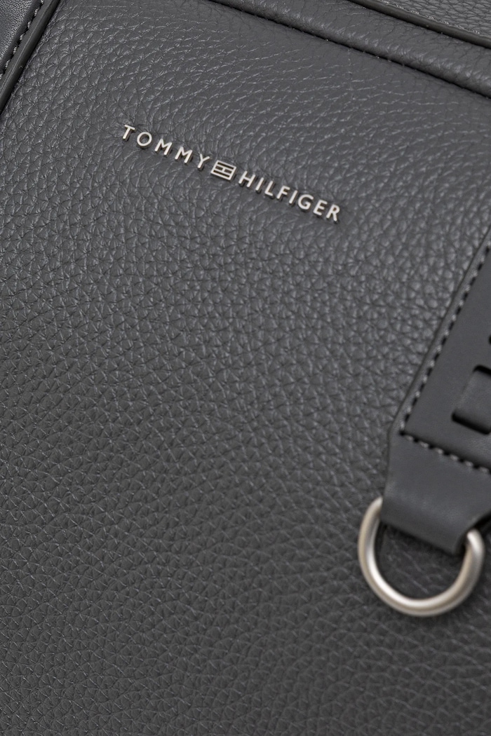 Kožená taška Tommy Hilfiger šedá AM0AM14035