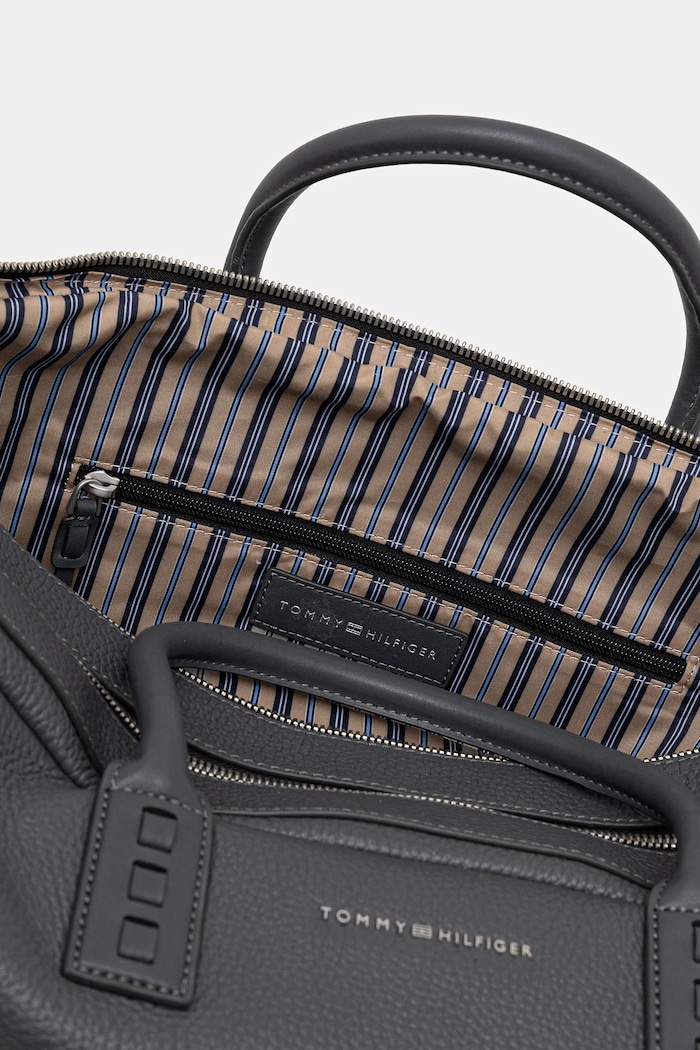 Kožená taška Tommy Hilfiger AM0AM14035 šedá
