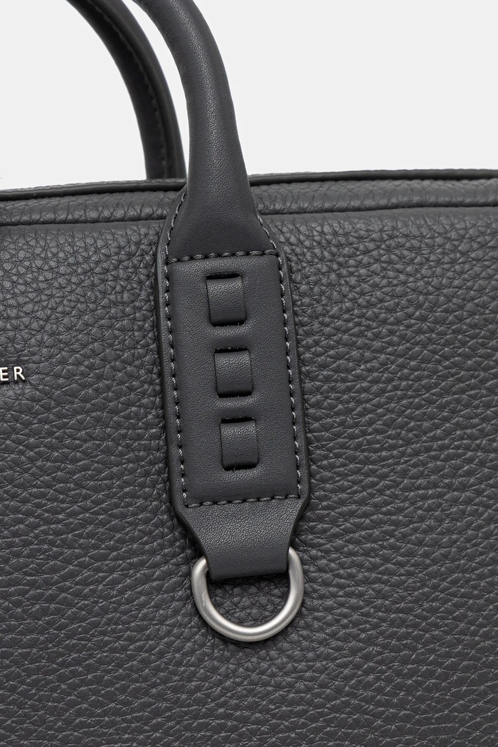 Kožená taška na notebook Tommy Hilfiger šedá AM0AM14072