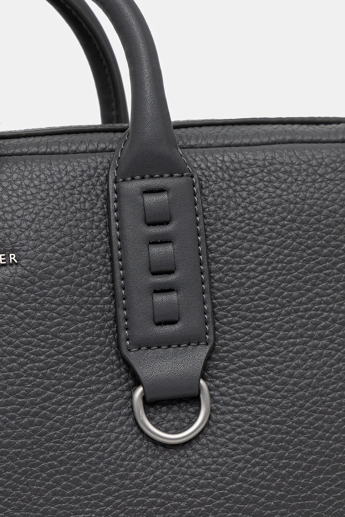 Kožená taška na notebook Tommy Hilfiger šedá AM0AM14072