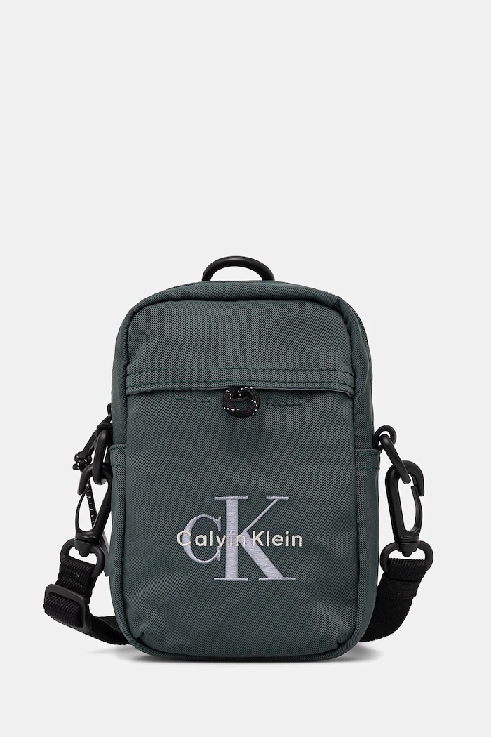 Taštička Calvin Klein nášivka zelená LV04D3231G