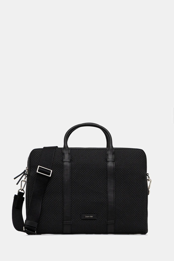 Torba za prenosnik Calvin Klein 40 x 28 x 7 cm Imitacija zrnatega usnja črna LV04D3207G