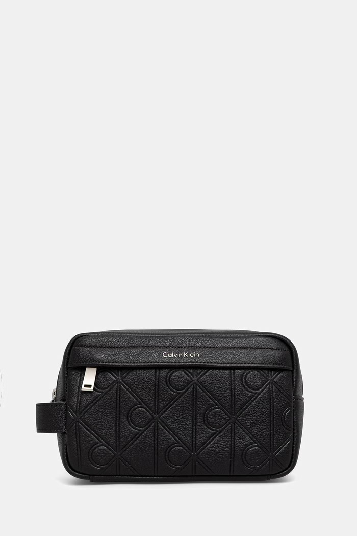 Calvin Klein kozmetična torbica moška usnjena črna LV04D1179G