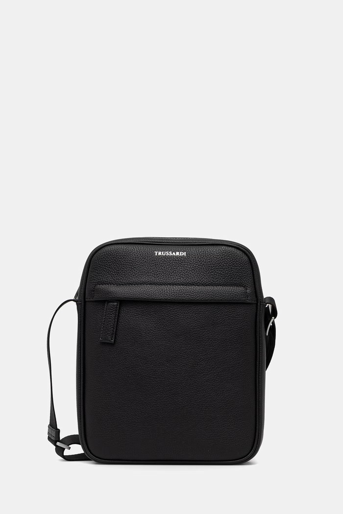 Кожена чанта през рамо Trussardi гладка кожа черен Z590E006427N