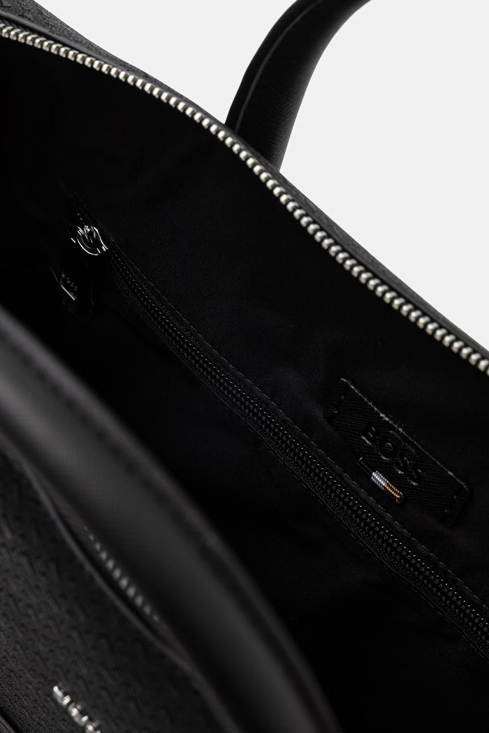 BOSS taška na notebook pánska kožená 50563721 čierna