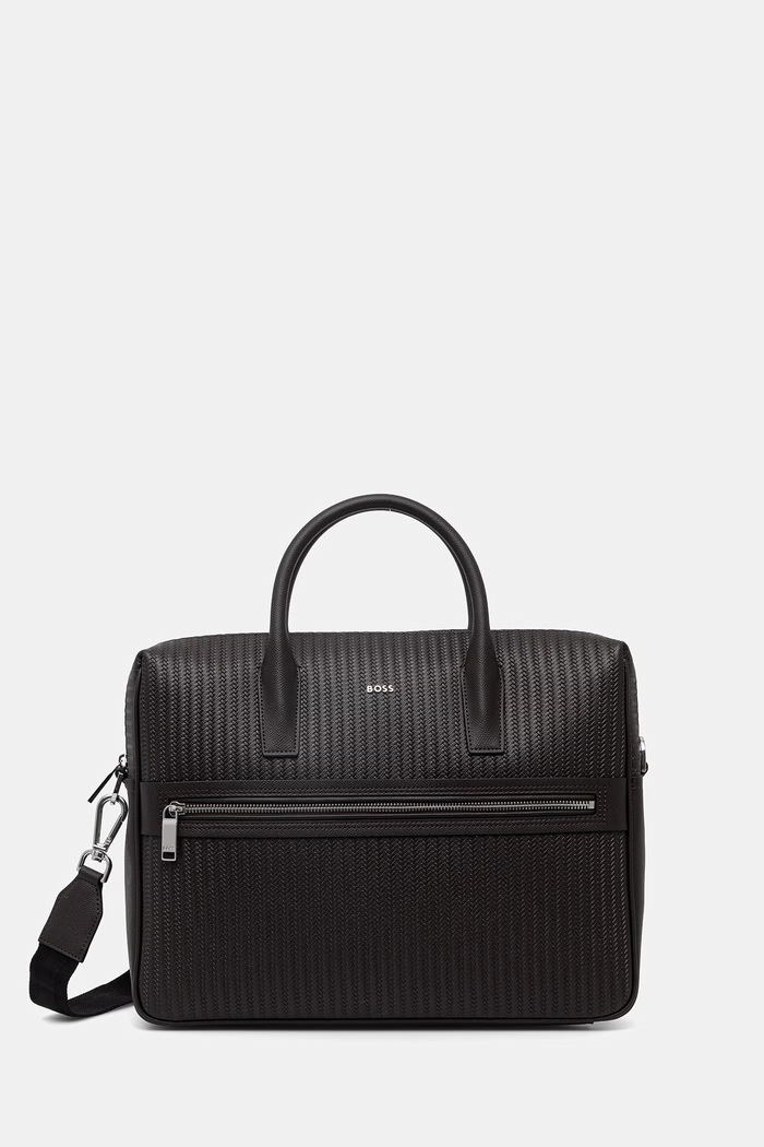 BOSS valigetta da uomo in pelle marrone 50563724