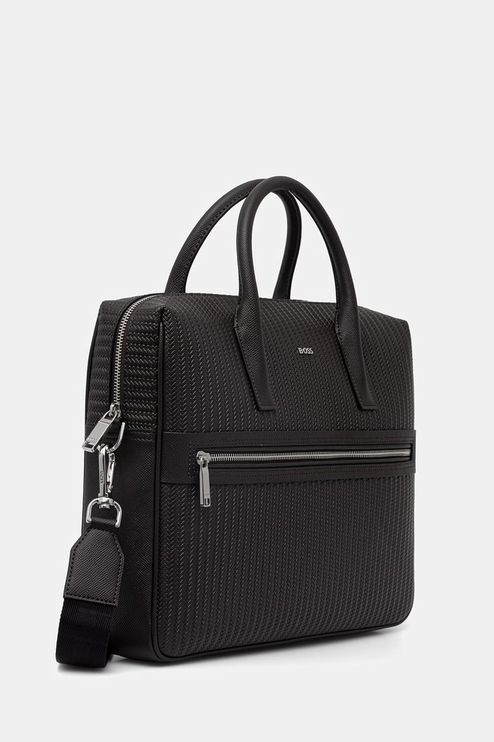 BOSS valigetta da uomo in pelle 50563724 marrone SS26