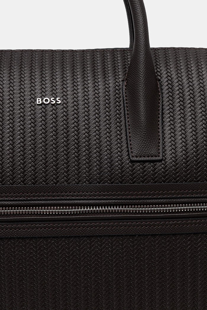 BOSS valigetta da uomo in pelle marrone 50563724