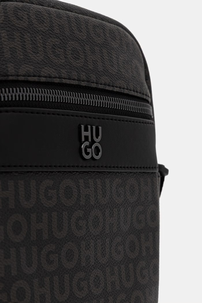 HUGO borsetă pentru bărbați, cu imitație de piele Quantic negru 50564307
