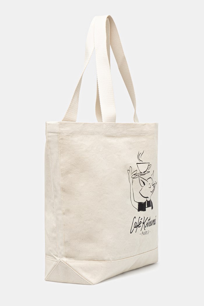 Café Kitsuné Barista Fox Women's cotton fabric bag QU05120WW9042 beige SS26
