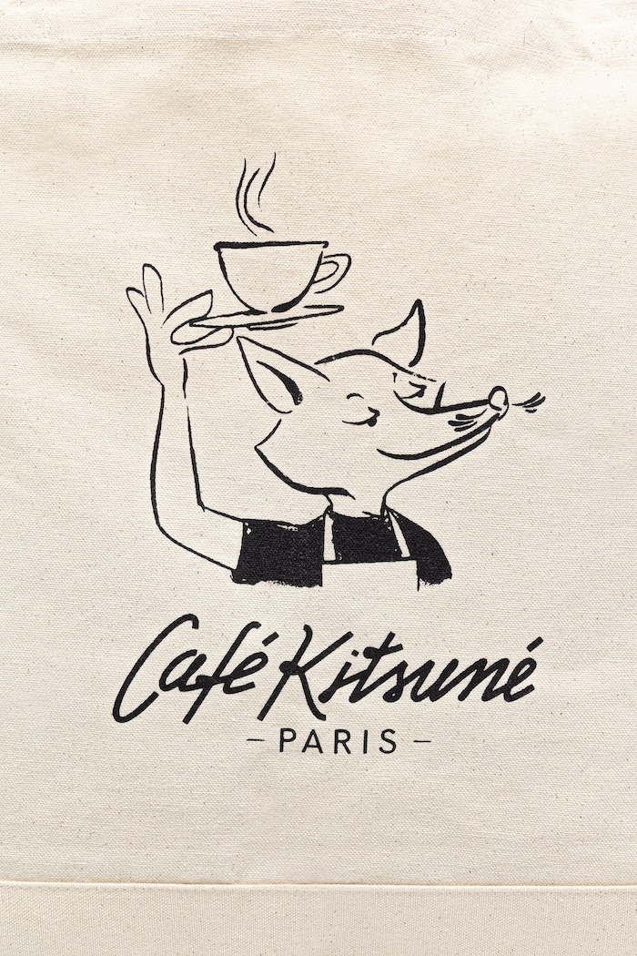 Café Kitsuné Barista Fox Women's cotton fabric bag beige QU05120WW9042