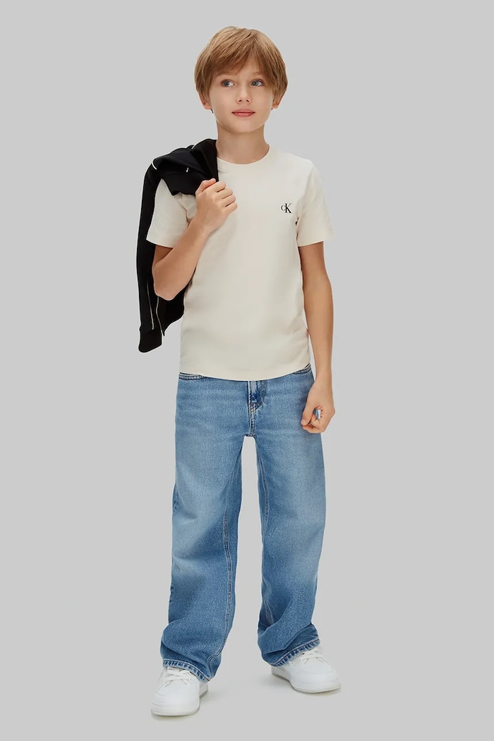 Detské bavlnené tričko Calvin Klein Jeans 2-pak béžová IB0IB01093.104.116.PPY2