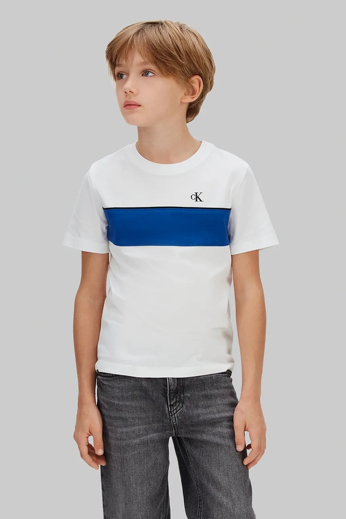 Calvin Klein Jeans t-shirt bawełniany dziecięcy wzorzyste biały IB0IB02609.104.116.PPY2