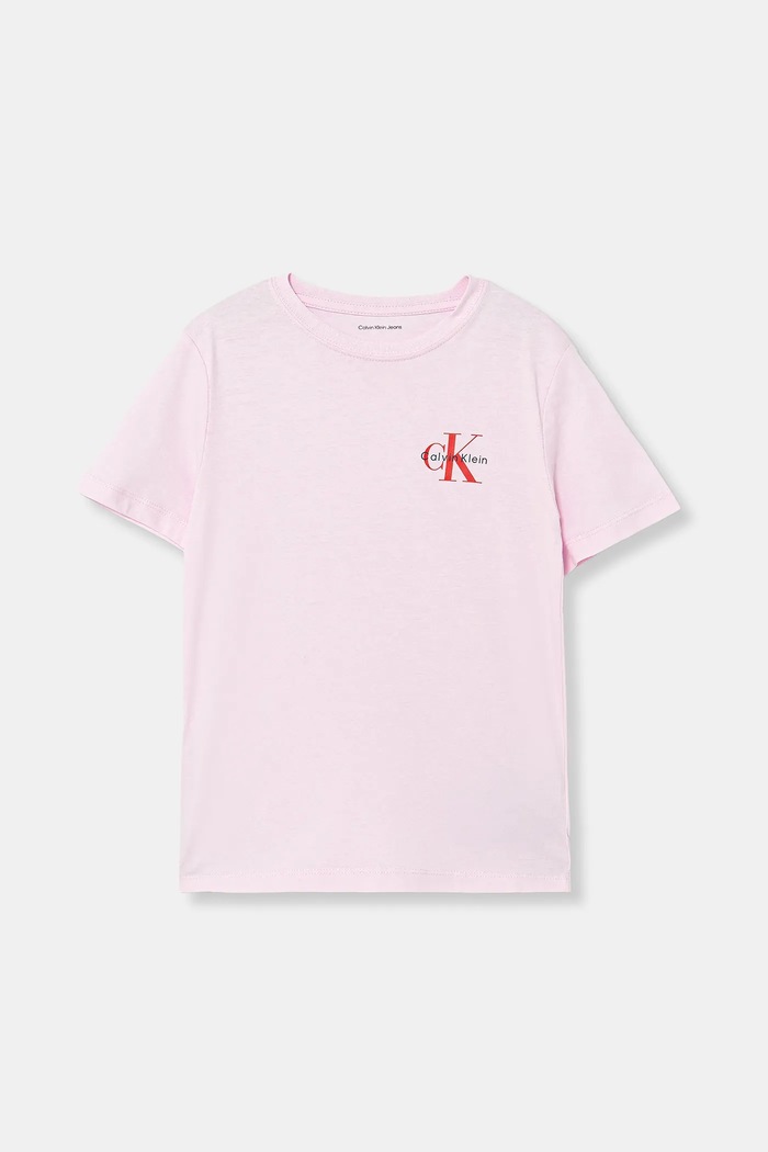 Detské bavlnené tričko Calvin Klein Jeans bavlna ružová IU0IU00719.128.176.PPY2