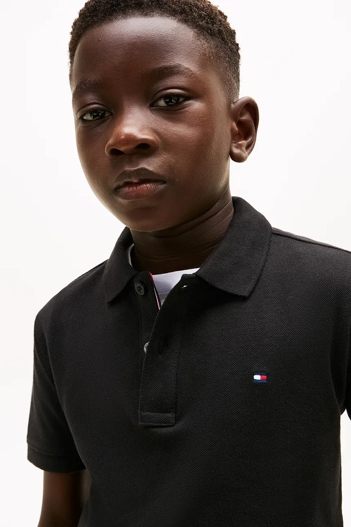 Tommy Hilfiger polo pentru copii din bumbac negru KB0KB09103.98.122.PPY2
