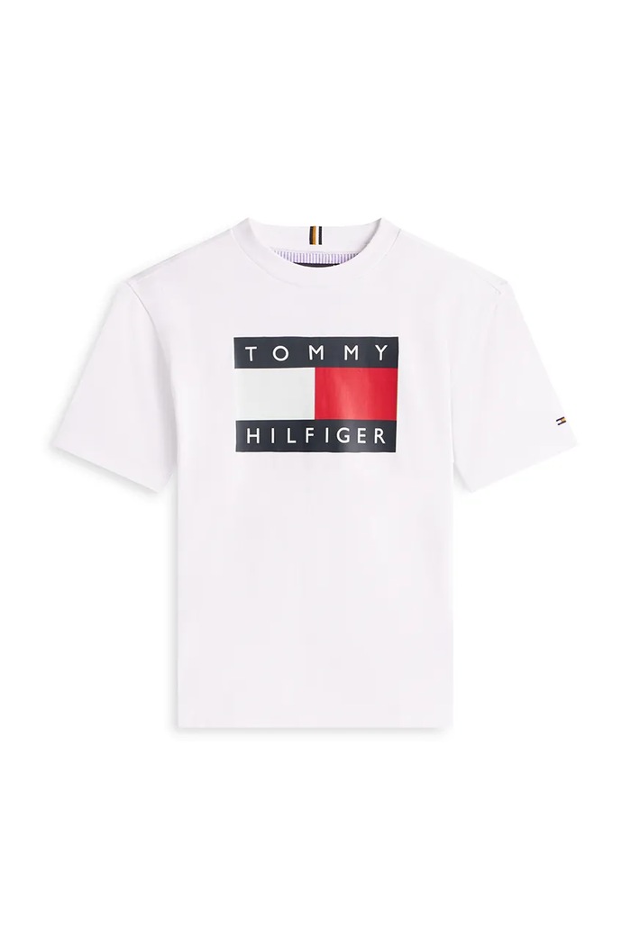 Detské bavlnené tričko Tommy Hilfiger KB0KB10340.128.176.PPY2 biela SS26