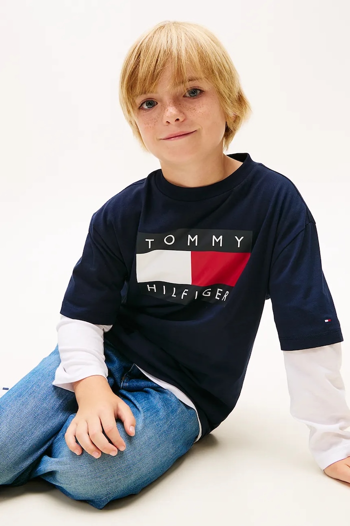 Detské bavlnené tričko Tommy Hilfiger KB0KB10340.128.176.PPY2 tmavomodrá