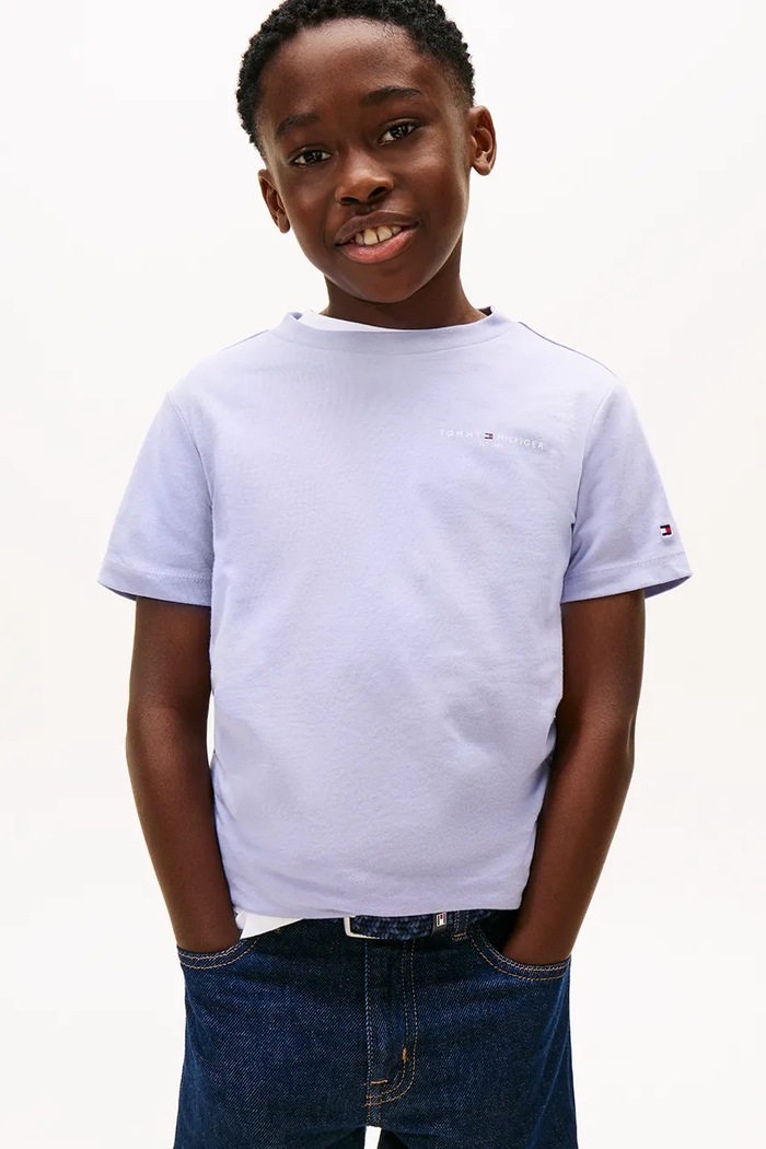Tommy Hilfiger t-shirt bawełniany dziecięcy nadruk fioletowy KS0KS00661.74.122.PPY2