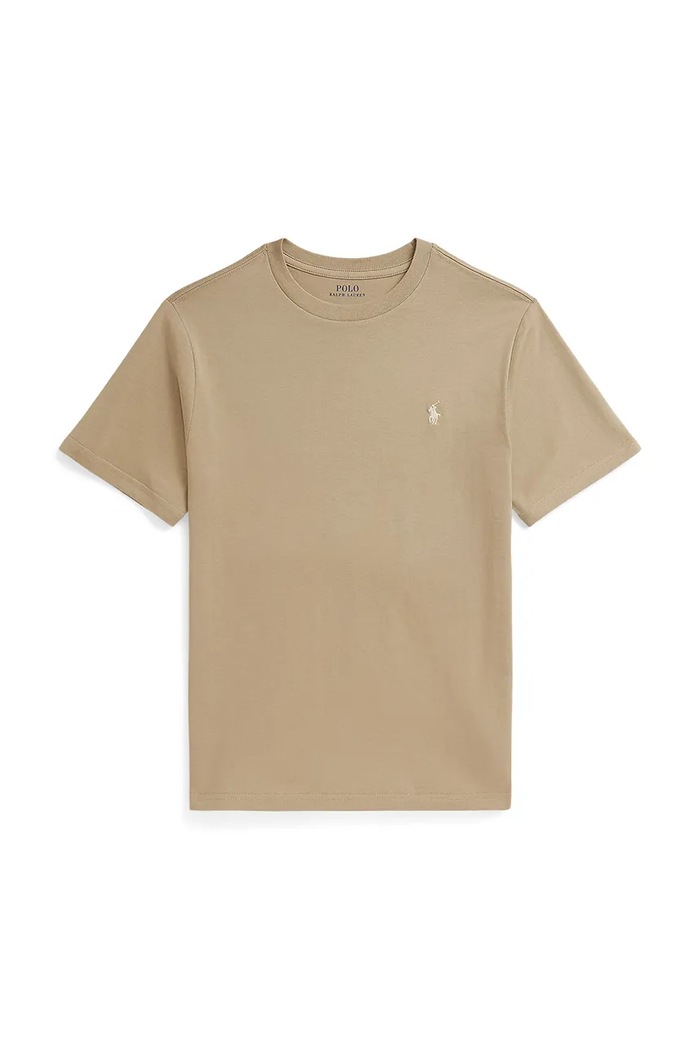 Dětské bavlněné tričko Polo Ralph Lauren kulatý béžová 323832904191
