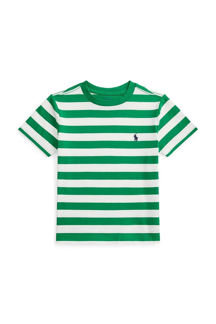 Dětské bavlněné tričko Polo Ralph Lauren kulatý zelená 322A95726002