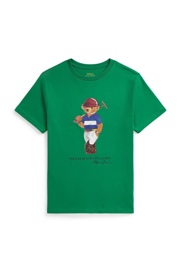 Polo Ralph Lauren t-shirt bawełniany dziecięcy nadruk zielony 323A96607001