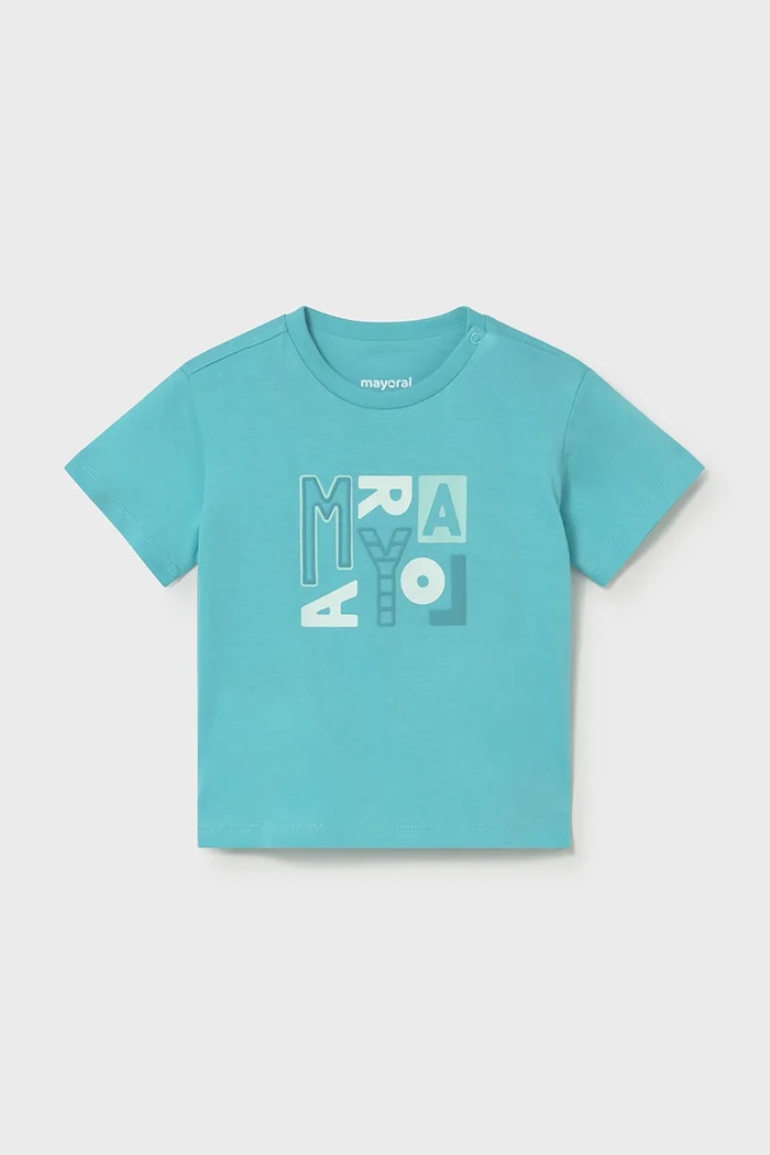 Mayoral tricou de bumbac pentru copii imprimeu turcoaz 106.3J.Baby.PPY2