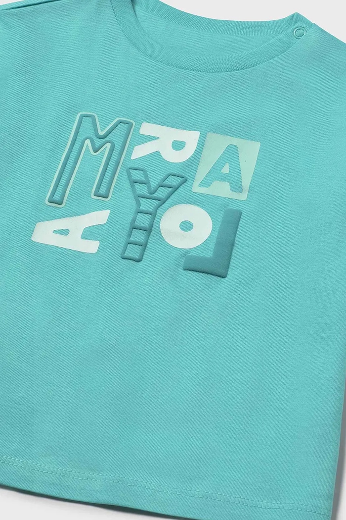 Băieți Mayoral tricou de bumbac pentru copii 106.3J.Baby.PPY2 turcoaz