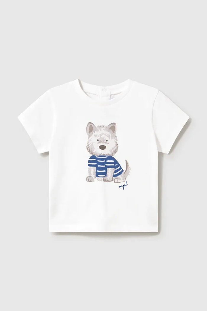 Detské bavlnené tričko Mayoral bavlna biela 1001.3A.Baby.PPY2