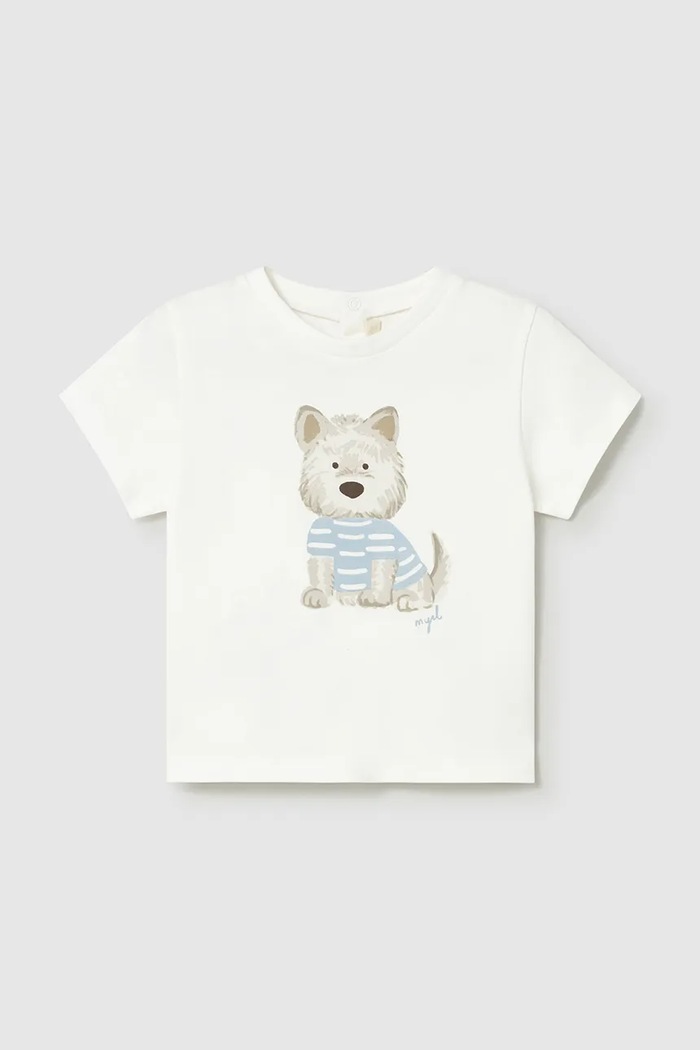 Mayoral t-shirt bawełniany dziecięcy nadruk biały 1001.3A.Baby.PPY2