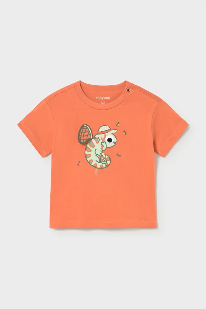 Mayoral t-shirt bawełniany dziecięcy nadruk pomarańczowy 1004.3C.Baby.PPY2